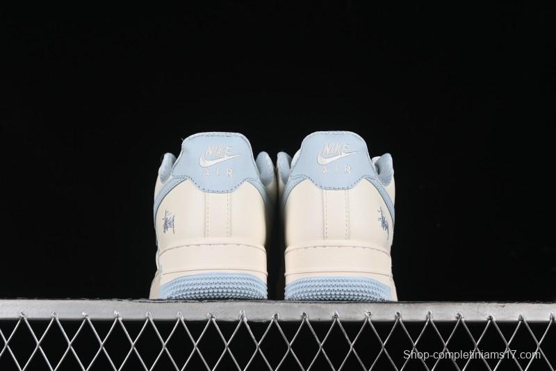 Nike Air Force 1 '07 Low Stussy Collaboration - Off White Elegant Blue Low-Top Casual Sneakers - XZ3328-002