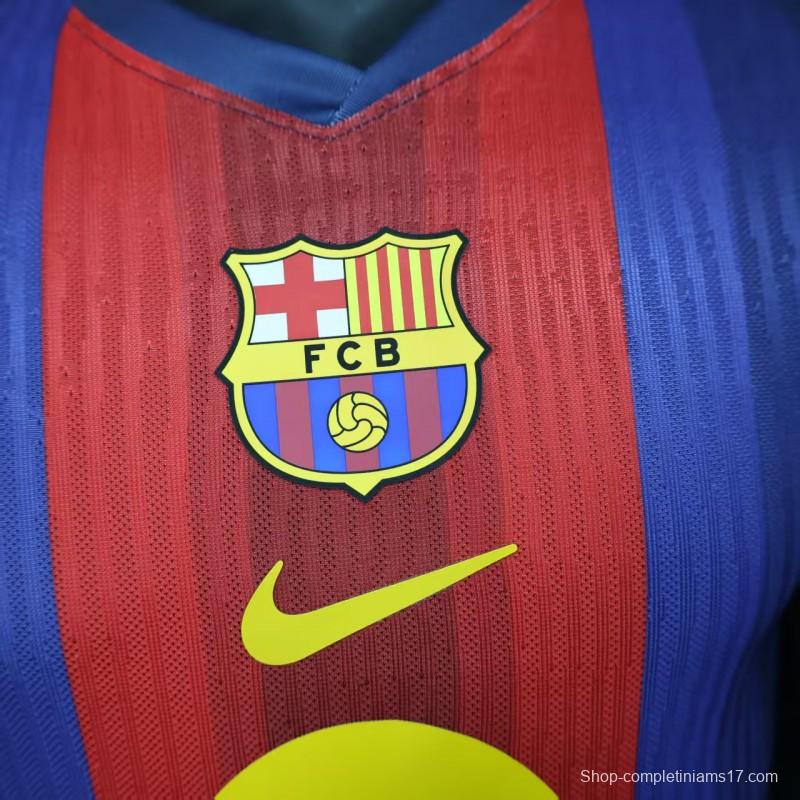 Player Version 25/26 Barcelona Blue and Red Striped with Spotify Sponsor Jersey