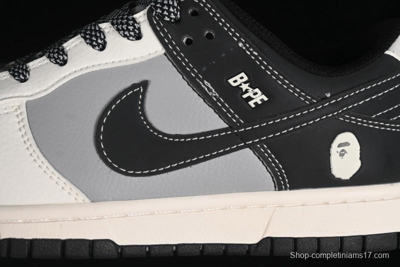 Nike SB Dunk Low BAPE Collaboration Anniversary Edition - White Grey Black Low Top Casual Skate Shoes - BB8969-007