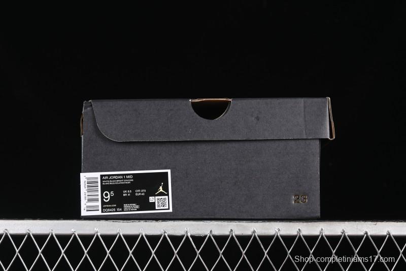 Nike Air Jordan 1 Mid AJ1 Lakers Colorway Black White Purple Mid-Top Casual Sneakers - DQ8426-154