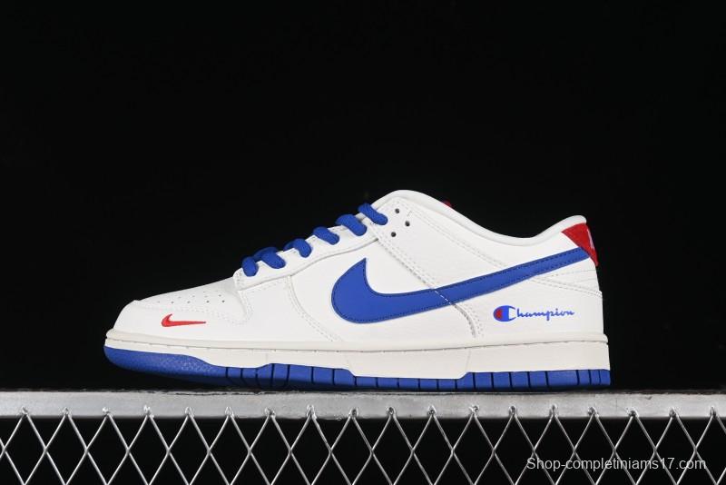 Nike SB Dunk Low Champion Collaboration - Blue Swoosh Anniversary Custom Low-Top Casual Skate Shoes - KK1333-001