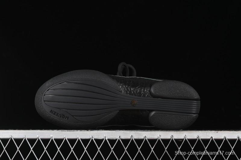 Alexander McQueen Flexion Retro Sneakers in Black with Diamond Grain Calfskin - 8.F6