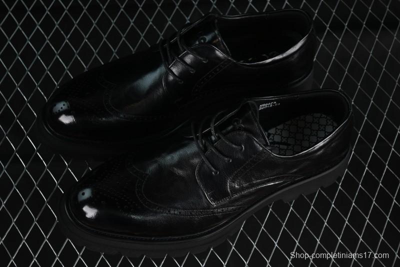 Ecco Block Brogue Business Derby Round Toe Genuine Leather Dress Shoes - 63667201001