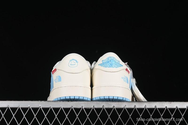 Nike Travis Scott x Fragment Design x Air Jordan 1 Low OG SP AJ1 Supreme North Face Collaboration - DIY1688-002