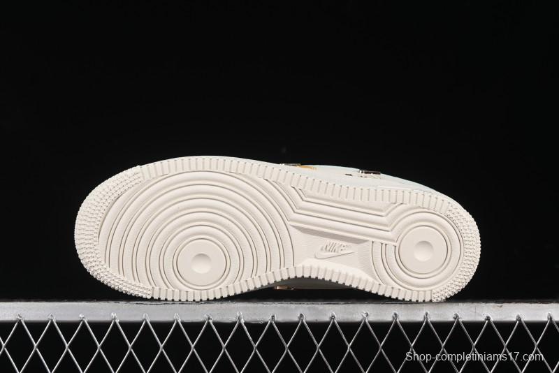 Nike Air Force 1 '07 Low Casual Sneakers with Mint Mambo Anime Theme and Gold Spray - ZH0316-040