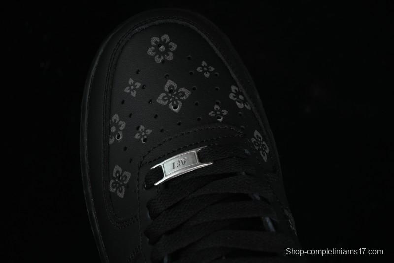 Nike Air Force 1 '07 Low LV Custom All Black Casual Sneakers - 315122-101
