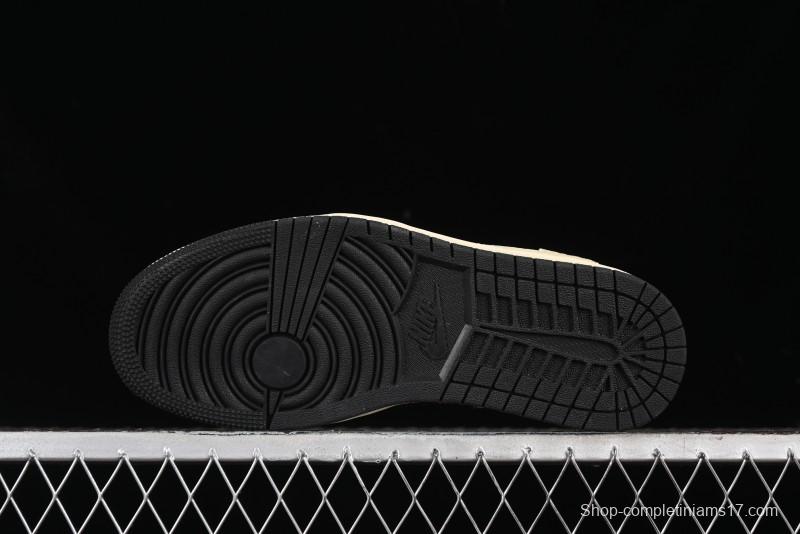 Nike Travis Scott x Fragment Design x Air Jordan 1 Low OG SP AJ1 Bape Collaboration - Crocodile Leather Black White Blue Low Top Casual Sneakers - XZ2828-001