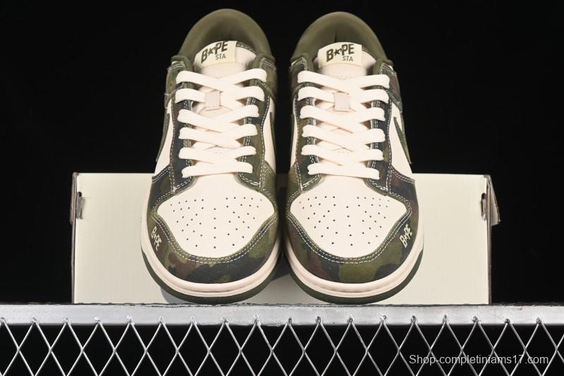 Nike SB Dunk Low Bape Collaboration - Jungle Camouflage Anniversary Custom Low-Top Casual Skate Shoes - CH6336-230