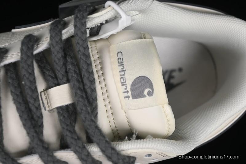 Nike SB Dunk Low Carhartt Collaboration - Off White Grey Swoosh Anniversary Custom Low-Top Casual Skate Shoes - SJ1089-006