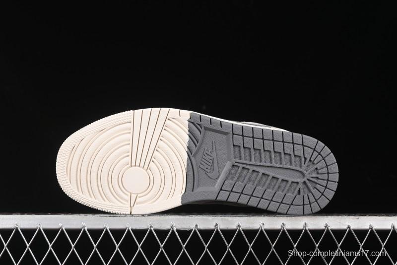 Nike Air Jordan 1 Low Supreme Collaboration - Dual-Tone Beige/Grey Retro Basketball Shoes - SJ9950-030