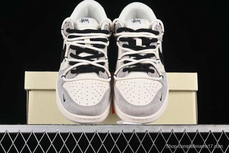 Nike SB Dunk Low Stussy Bandana Black Swoosh Anniversary Custom Low-Top Casual Skate Shoes - SJ2068-306