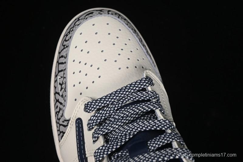 Nike Travis Scott x Fragment Design x Air Jordan 1 Low OG SP AJ1 Retro Sneakers with Stone Pattern - CF3688-029