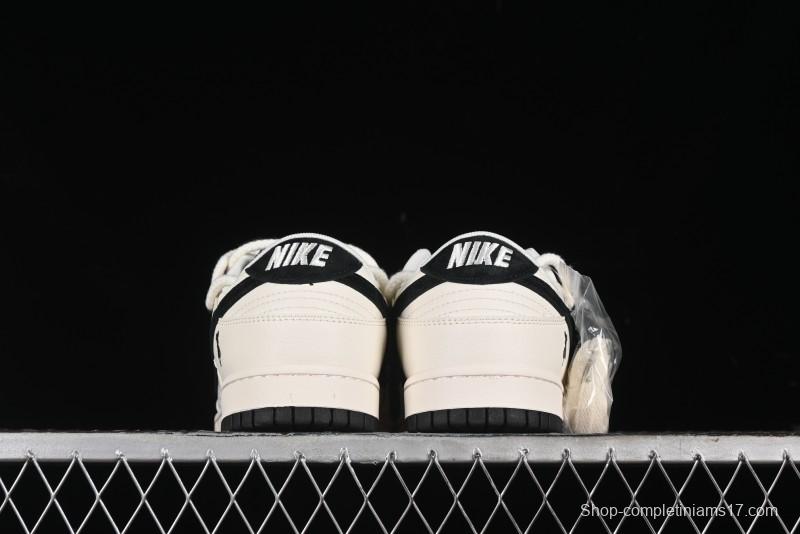 Nike SB Dunk Low Violent Bear Series - Lace-Up Beige with Black Swoosh Anniversary High-End Custom Low-Top Casual Sneakers - SJ2068-291