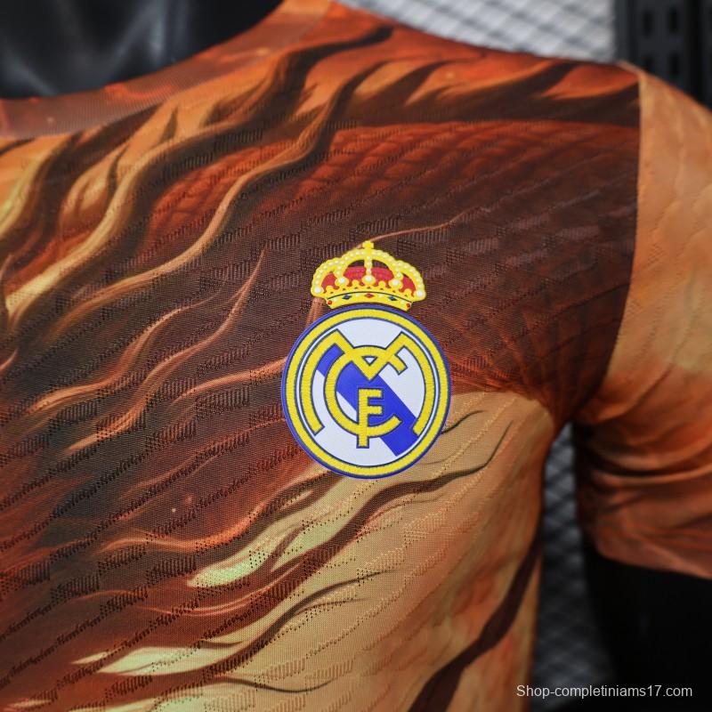 Player Version 25/26 Real Madrid NA ZHA Orange with Dragon Warrior Jersey