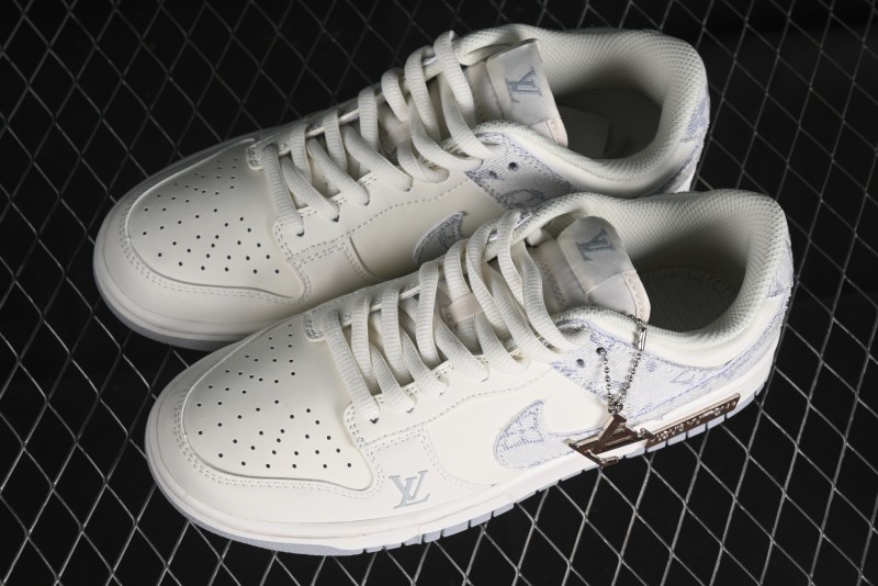 Nike SB Dunk Low LV Collaboration - Purple Denim with White and Purple Swoosh Anniversary High-End Custom Low-Top Casual Sneakers - DJ2024-010