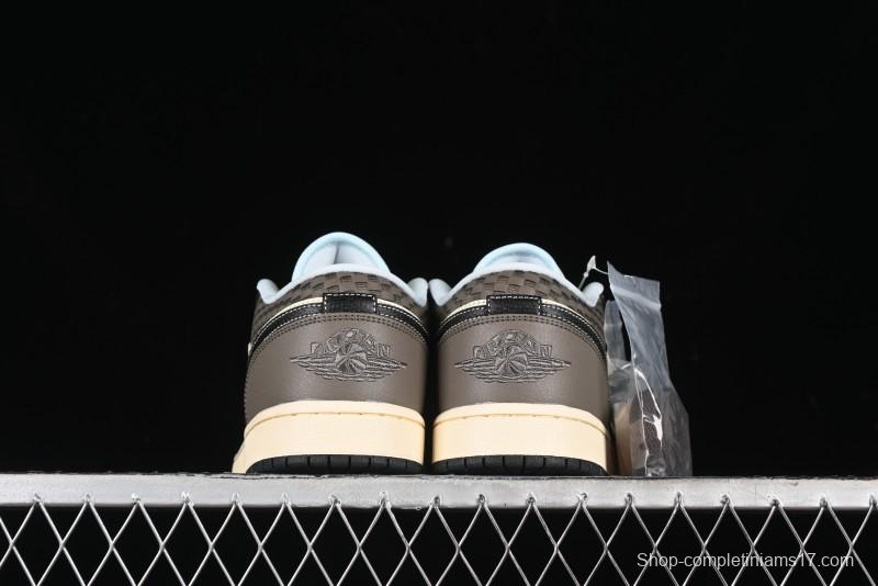 Nike Air Jordan 1 Low "Coconut Milk Black" Casual Basketball Shoes with Contrast Swoosh - HQ3437-101