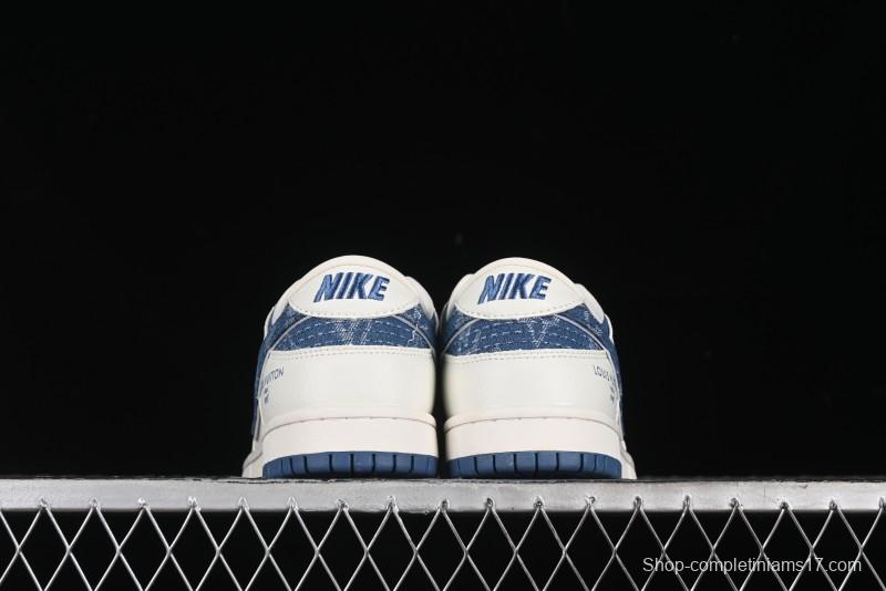 Nike SB Dunk Low LV Collaboration - Light Blue Denim Hook Anniversary High-End Custom Low-Top Casual Skate Shoes - JH8310-955