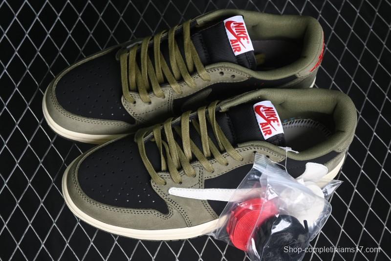 Nike Travis Scott x Air Jordan 1 Low OG AJ1 Collaboration Reverse Swoosh Sneakers - DM7866-002