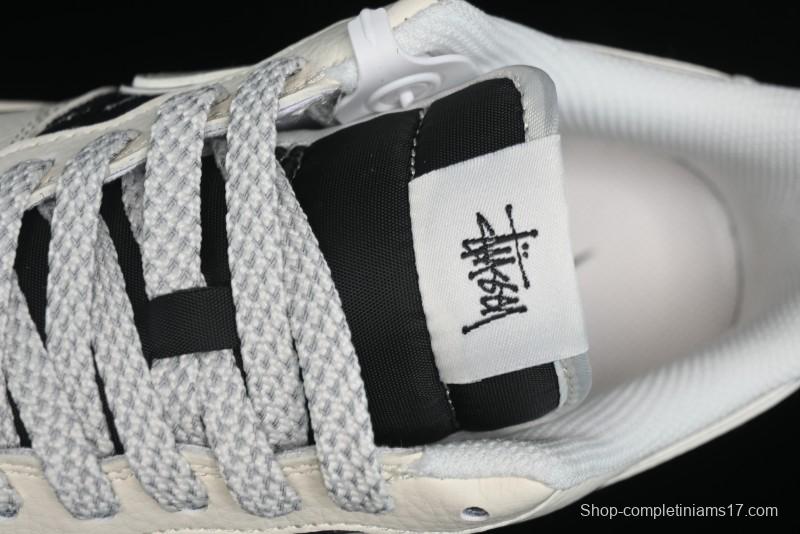 Nike Air Force 1 '07 Low Stussy Collaboration - Black Sail Silver Swoosh Casual Sneakers - XZ6188-729