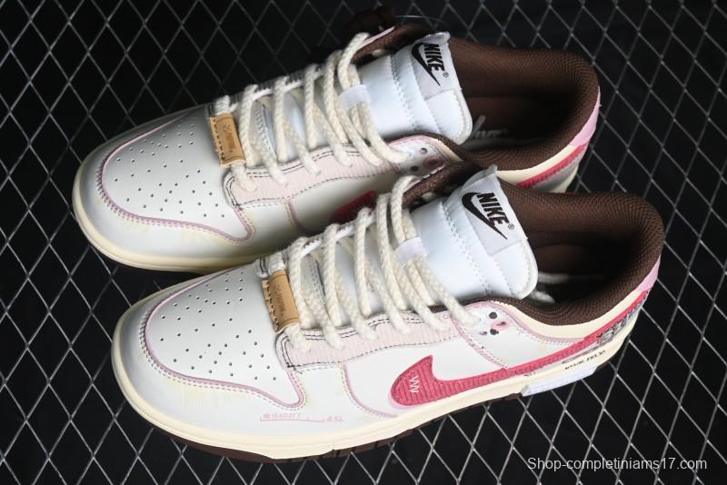 Nike Dunk Low Retro Casual Sneakers in Brown and Sail with Panda Mischief Skyline Theme - DD1503-124