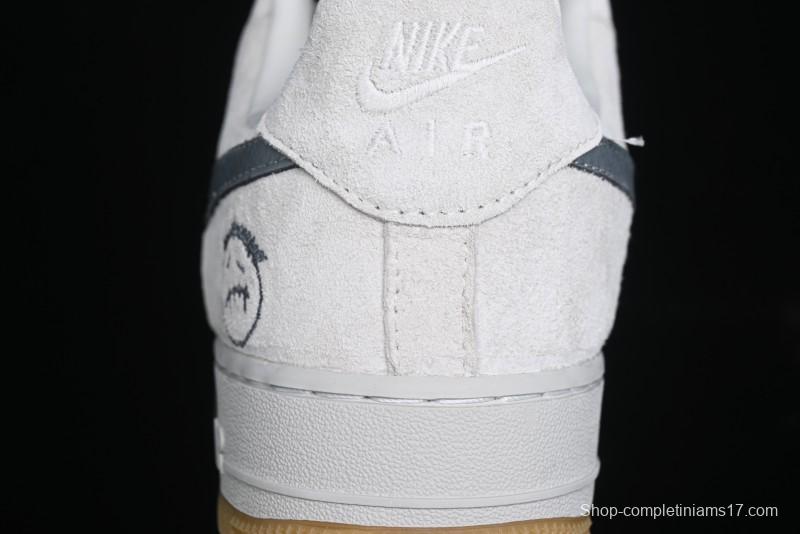 Nike Air Force 1 '07 Low Ghostface Collaboration - Light Grey Pigskin Low-Top Casual Sneakers - DF0188-022