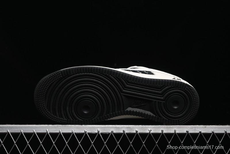 Nike Air Force 1 '07 Low Stussy Collaboration - Black Sail Silver Swoosh Casual Sneakers - XZ6188-729