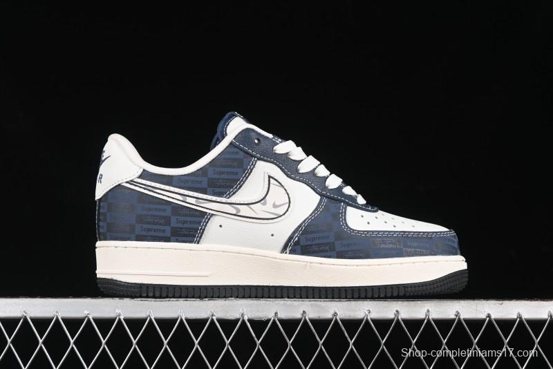 Nike Air Force 1 '07 Low Supreme Casual Sneakers in White-Blue Shadow - KK1988-009