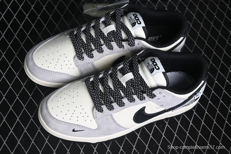 Nike SB Dunk Low The North Face Collaboration - Grey Black Double Swoosh Anniversary Custom Low-Top Casual Skate Shoes - XX3168-108