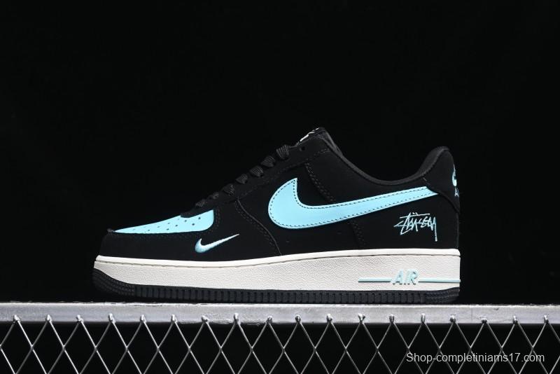 Nike Air Force 1 '07 Low Stussy Collaboration - Black Tiffany Low-Top Casual Sneakers - KK1988-030