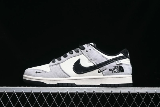 Nike SB Dunk Low The North Face Collaboration - Grey Black Double Swoosh Anniversary Custom Low-Top Casual Skate Shoes - XX3168-108