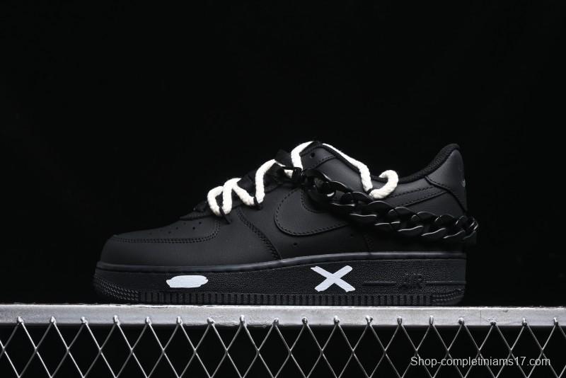Nike Air Force 1 '07 Low Black Deconstructed Utility Casual Sneakers - CW2288-763