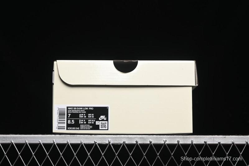 Nike SB Dunk Low Dior Collection - Beige Brown Swoosh Anniversary Custom Low-Top Casual Skate Shoes - XD6188-046