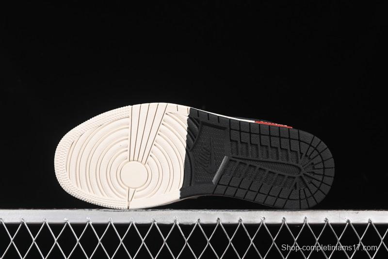 Nike Air Jordan 1 Low AJ1 Stussy Collaboration - Black White Red Label Retro Basketball Shoes - SJ9950-033