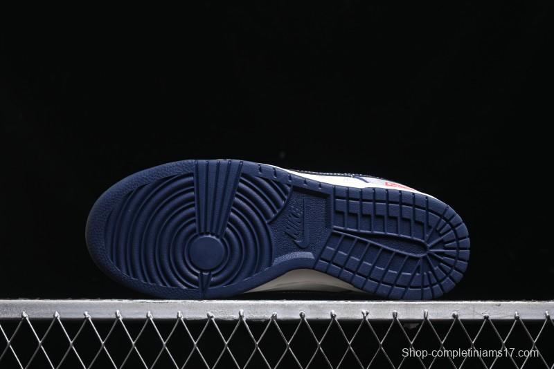 Nike SB Dunk Low Supreme Collaboration - Grey White Dark Blue Swoosh Anniversary High-End Custom Low-Top Casual Skate Shoes - DM6868-005