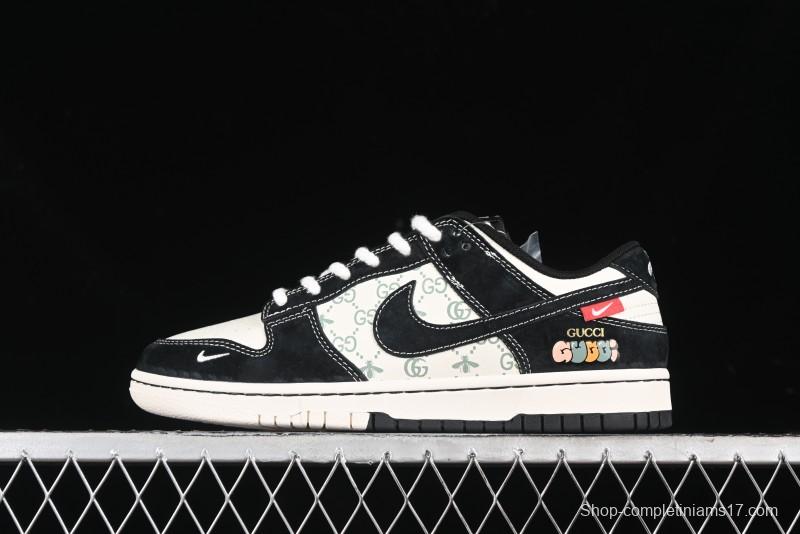 Nike SB Dunk Low Gucci Collaboration - Small Bee Series Black Hook Anniversary High-End Custom Low-Top Casual Sneakers - MM1089-030