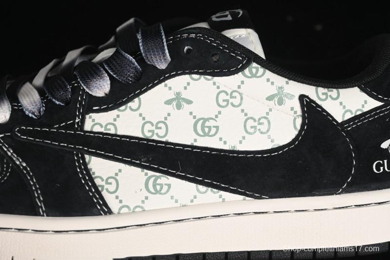 Nike Travis Scott x Fragment Design x Air Jordan 1 Low OG SP AJ1 Gucci Collaboration - Black Dragonfly Low-top Casual Sneakers - SJ2068-139