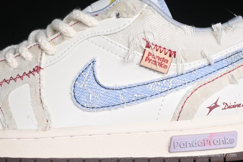 Nike Air Jordan 1 Low AJ1 Panda Prank Qixi Themed Retro Basketball Shoes with Special Graffiti Design - FZ5046-041