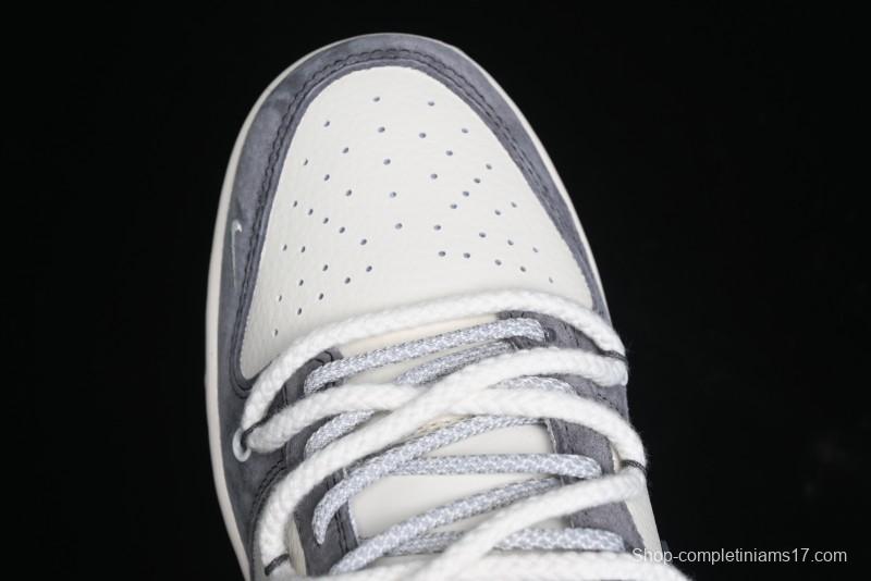 Nike SB Dunk Low Stussy Collaboration - Lace-Up Beige Grey Hook Anniversary High-End Custom Low-Top Casual Skate Shoes - YX5066-206