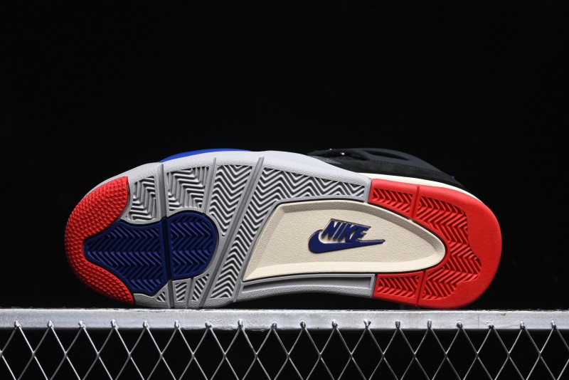 Nike Air Jordan 4 Retro Basketball Shoes with Black-Grey-Blue Color Blocking - FV5029-003