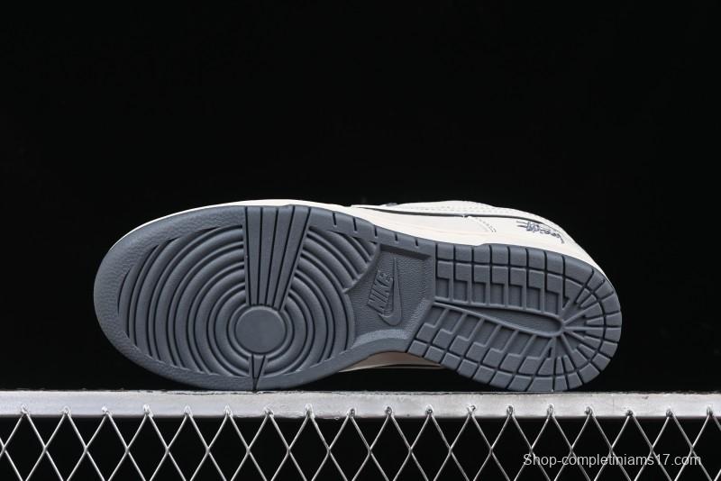 Nike SB Dunk Low Stussy Collaboration - Beige Grey Line Anniversary High-End Custom Low-Top Casual Sneakers - BB7518-007