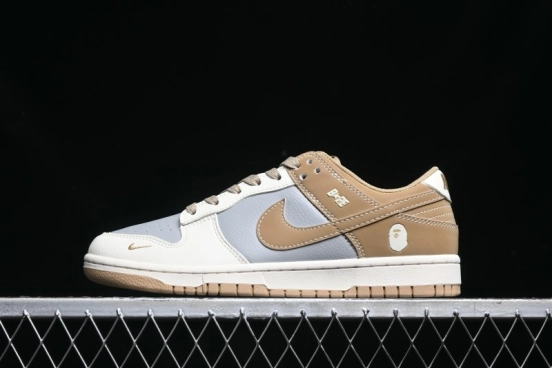 Nike SB Dunk Low BAPE Collaboration - Beige Grey Brown Anniversary Customized Low-Top Casual Sneakers - BB8969-006