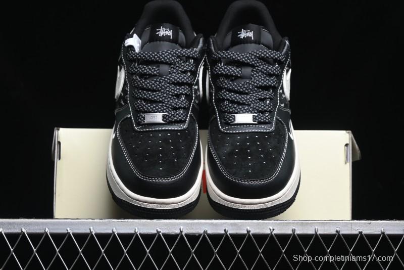 Nike Air Force 1 '07 Low Stussy Collaboration - All Black Low-Top Casual Sneakers - XZ6188-311