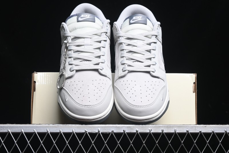 Nike SB Dunk Low Stussy Collaboration - Patchwork Grey Swoosh Anniversary Custom Low-Top Casual Skate Shoes - SF1029-403