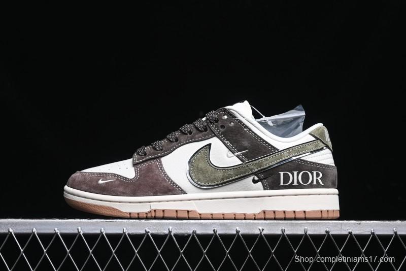 Nike SB Dunk Low Dior Collaboration - Chestnut Anniversary High-End Custom Low-Top Casual Sneakers - XS1086-007