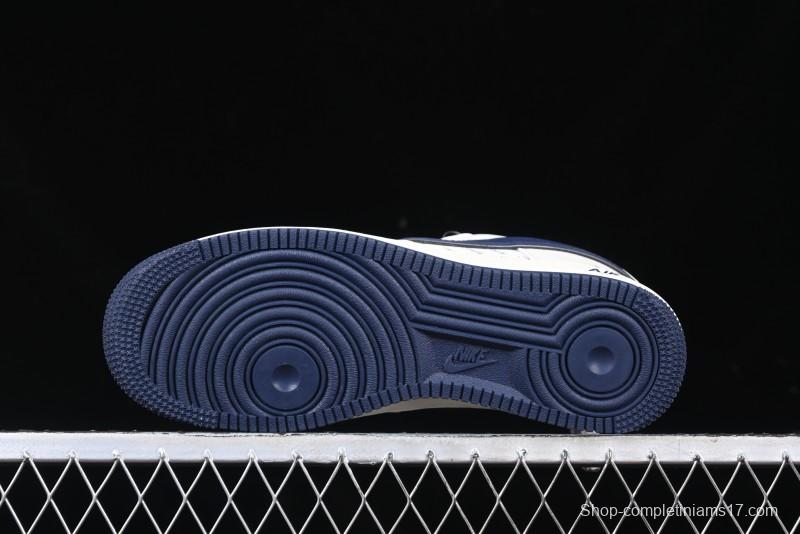 Nike Air Force 1 '07 Low Stussy Collaboration - Navy Blue & Off-White Low-Top Casual Sneakers - XZ3328-568