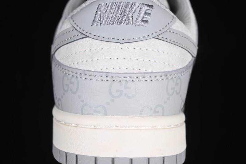 Nike SB Dunk Low Gucci Collaboration Dark Pattern Grey Swoosh Anniversary Custom Low-Top Casual Skate Shoes - DM6868-013