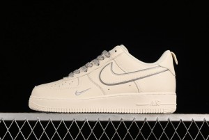 Nike Air Force 1 '07 Low Classic Grey Silver Swoosh Starry Sneakers - MJ0319-023