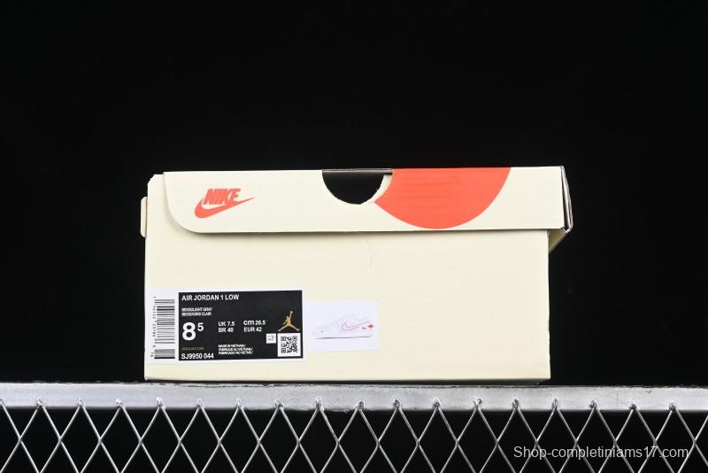 Nike Air Jordan 1 Low Stussy Collaboration - Retro Basketball Shoes in Light Grey - SJ9950-044