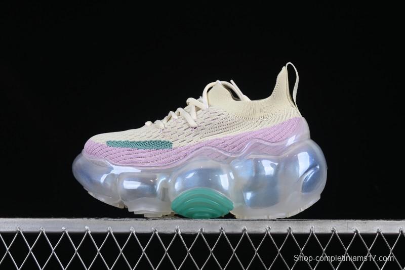 Grounds Big Bubble High Platform Sneakers in Cream Lilac - AJE5