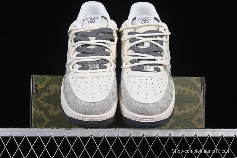 Nike Air Force 1 '07 Low Gucci Collaboration Smoke Gray Drawstring Casual Sneakers - SJ1198-105